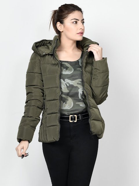 Limelight winter wear women Army Green Faux Far Jacket