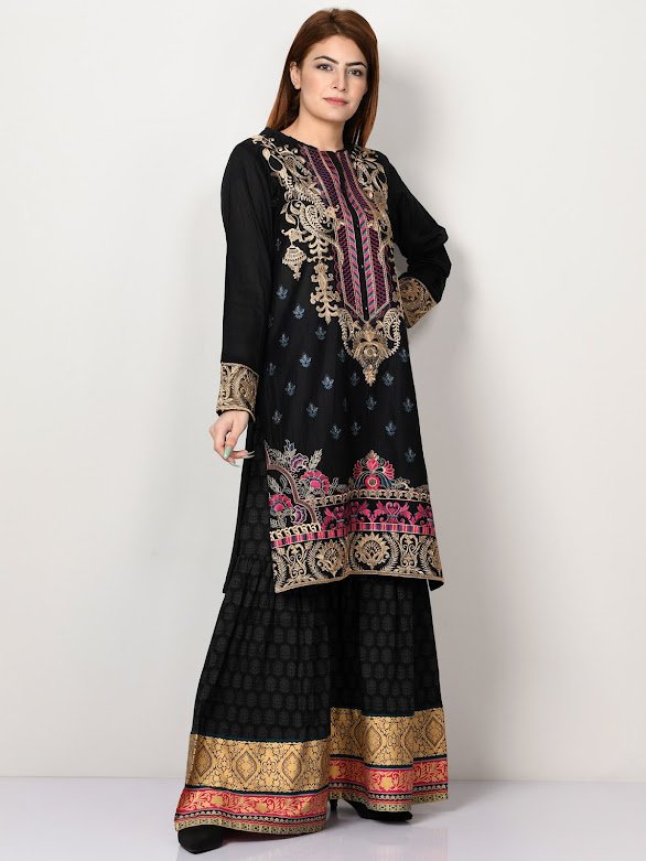 Limelight embroidered pret dresses beige color