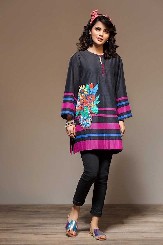 Nishatlinen Black And Pink Shirt