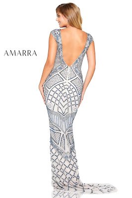 Cap Sleeved Prom Dress Amarra Nude Blue Color