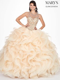 Mary's High Neckline Ball Gown Champagne Color dress