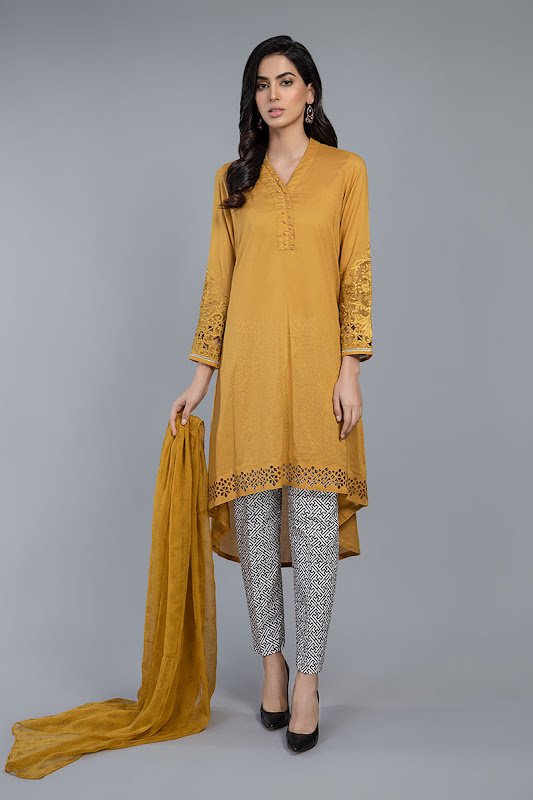 Maria B lawn suit Mustard color