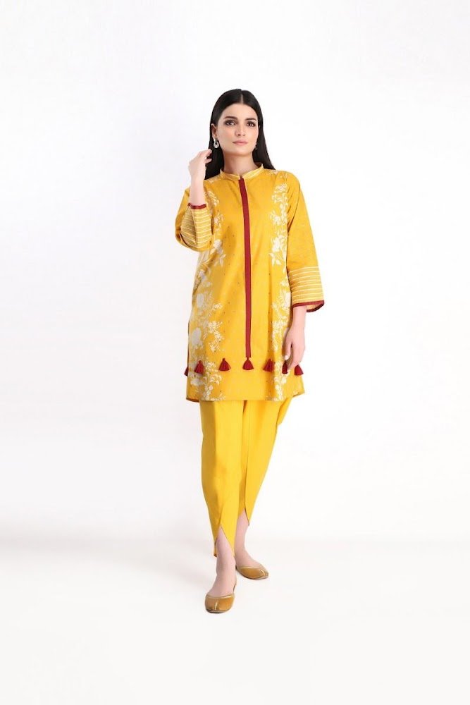 khaadi lawn Shirt shalwar yellow color