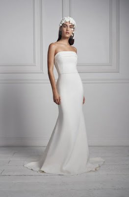 Anne Barge Strapless simple crepe sheath bridal dress
