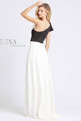 One Shoulder Evening Dress Mac Duggal Ieena Black/white dress back Side