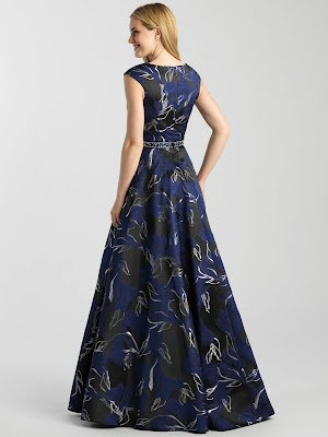 Scoop Neckline Prom Dress by Madison James Black navy color Back side