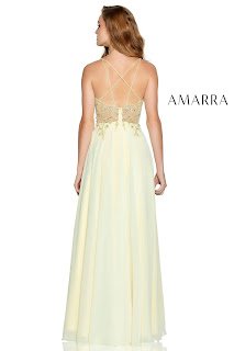 Chifoon A-Linen Prom Dress Amarra Soft Yellow Back Side