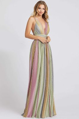 v-neckline Ieena for Mac Duggal evening dress Multi Color