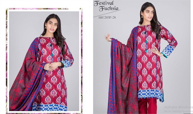 Bonanza Satrangi fushia pink printed 3 pieces summer collection