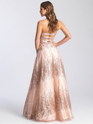 Stapless Madison James Prom Dresses rose gold color back side