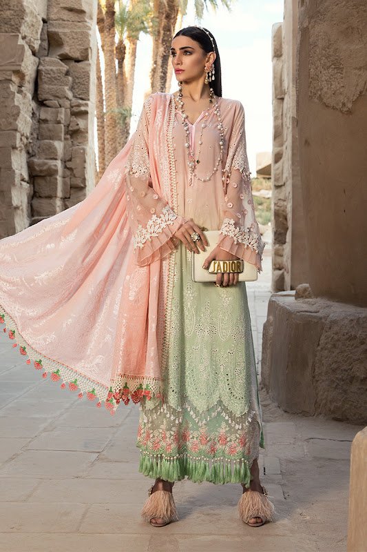 Maria B lawn summer suit pink & green color