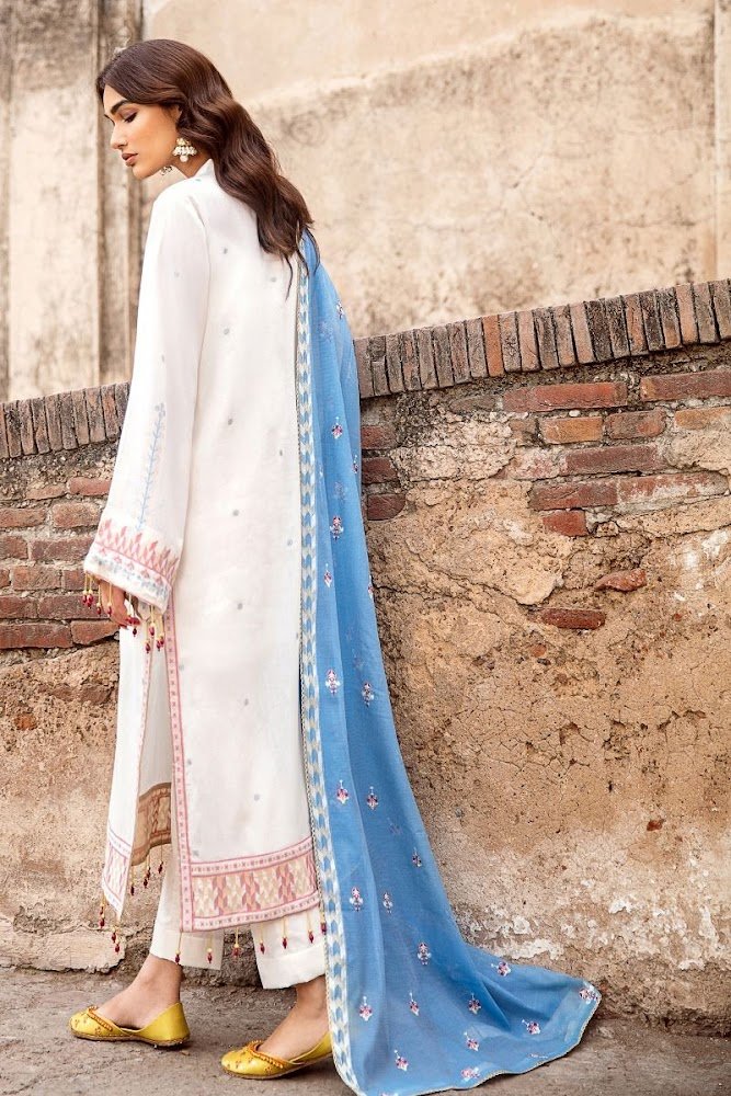 Gul Ahmed White Suit embroidered jacquard