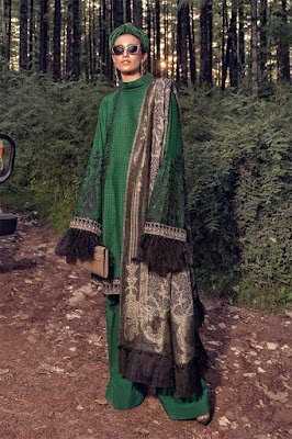 Maria B winter unstitched emerald green Color Dress