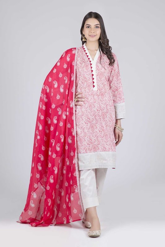Bonanza Satrangi Lawn suit red color
