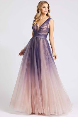 A-line Evening Dress Mac Guggal prom Dress Indigo Ombre Color