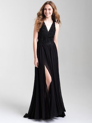 V-neck Madison James Prom Dress Black color