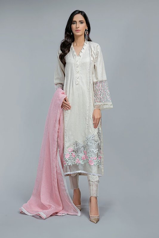 Maria B lawn suit Gray color