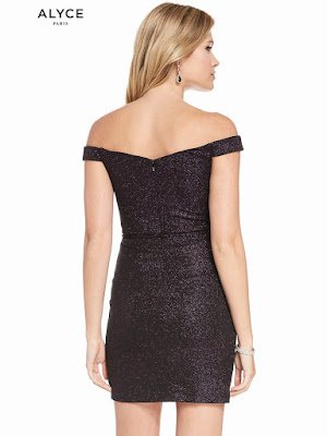 Off The Shoulder Alyce Paris Short Dress Black plum Bake Side