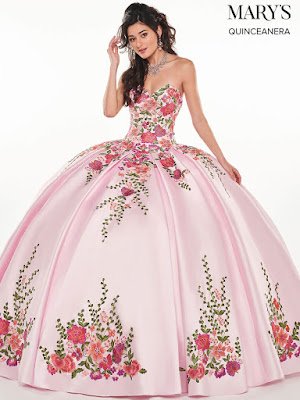 Pink/Multi Color Mary's Quinceanera Ball Gown Dress