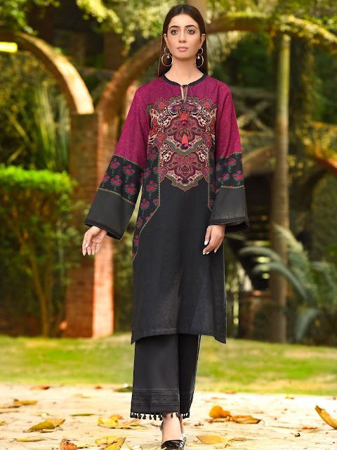 Limelight winter unstitched khaddar black shirt