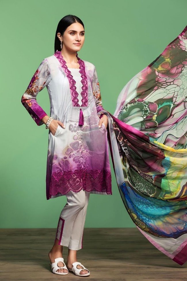 Nishatlinen Purple Lawn Suit
