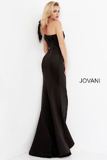 Jovani Red Carpet Gown Design Black Color Dress back design