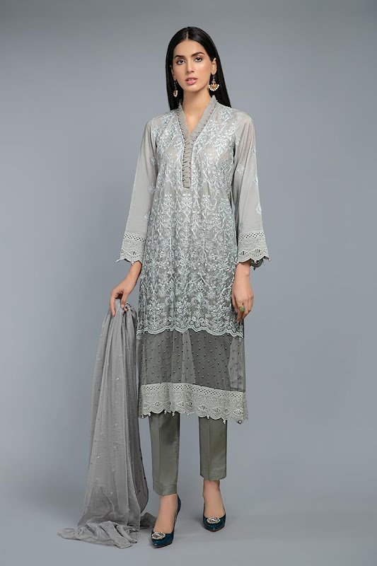 Maria B Greyish Blue color suit Lawn summer collection