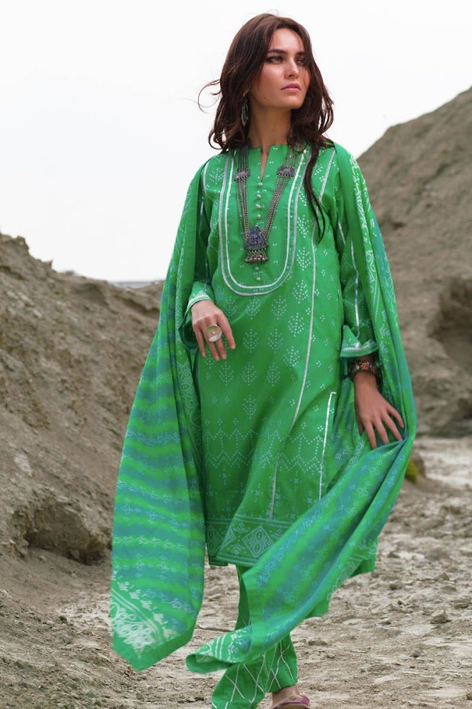 Gul Ahmed Green Lawn chunri suit