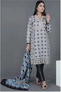 warda winter blue color khaddar suit printed dupatta