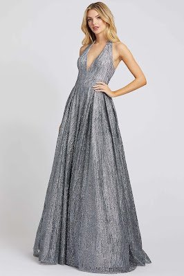 Halter A-line Ieen For Mac Dugga Evening Dress Platinum Color
