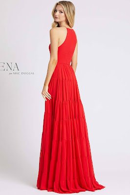 High neck evening dress Ieena For Mac Duggal red color back side