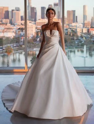 Pronovias A-line Draping and open Back Bridal Dress