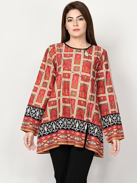 Limelight winter ready to wear Red Printed kurti