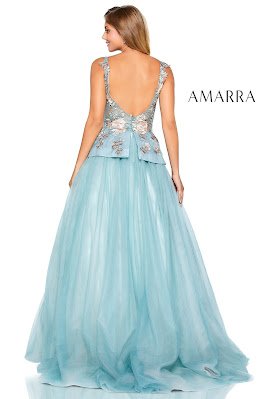 Embroidered Prom Dress Amarra sage Color Back side