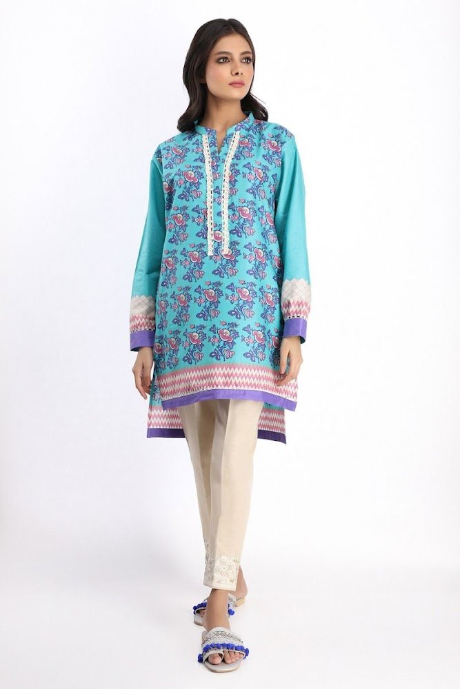 Khaadi Printed kurta blue color