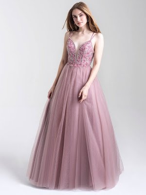spaghetti straps prom dresses by madison james Mauve color