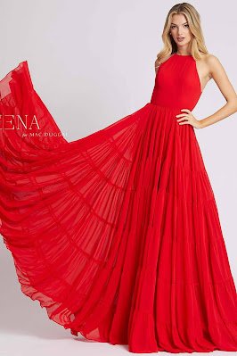 High neck evening dress Ieena For Mac Duggal red color