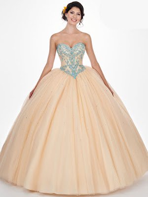 Dark Champagne/aqua Color Ball Gown Mary's Design Dress