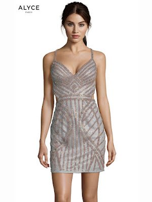 V-neck alyce Paris Short Dress Dark Silver Color