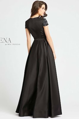 Cap Sleeves A-line for Mac Duggal Ieena Black color Back side