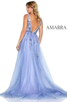 amarra v-plugging prom lavender color dress back side