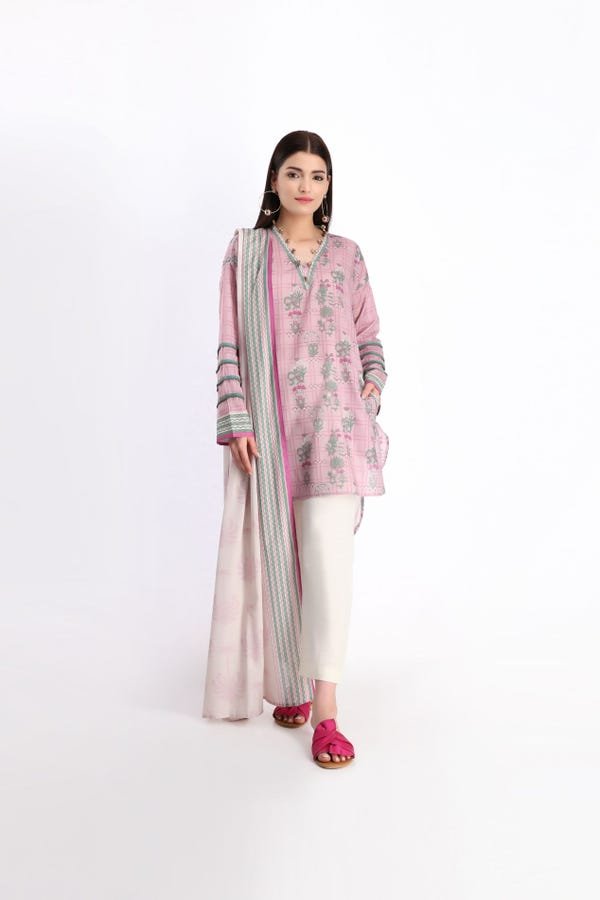 Khaadi printed 2 PC unstitched suit summer collection purple color