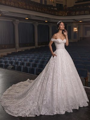 Strapless Off the shoulder Ball Gown Sequin Bridal Dress