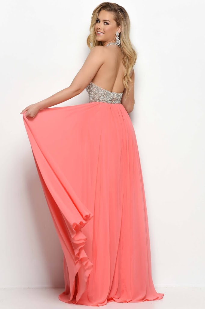 Plunging Prom Dresses by jasz couture Coral color side poze