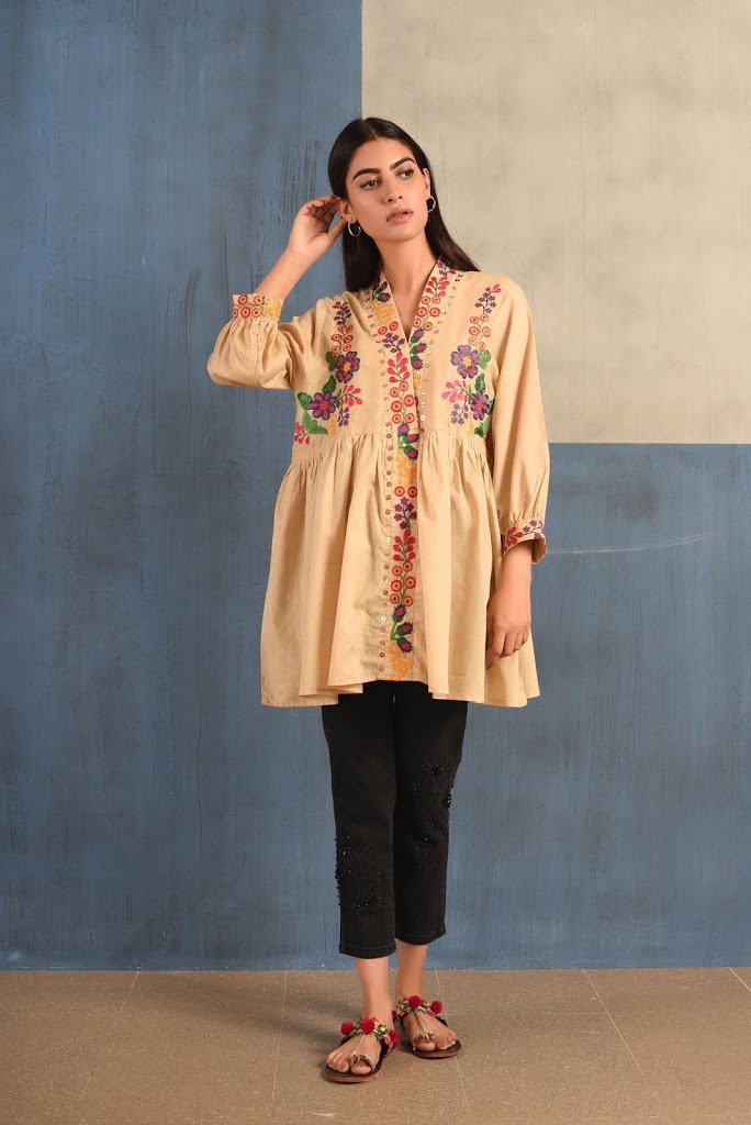 Jacquard sale shirt gold color Ethnic by outfitters