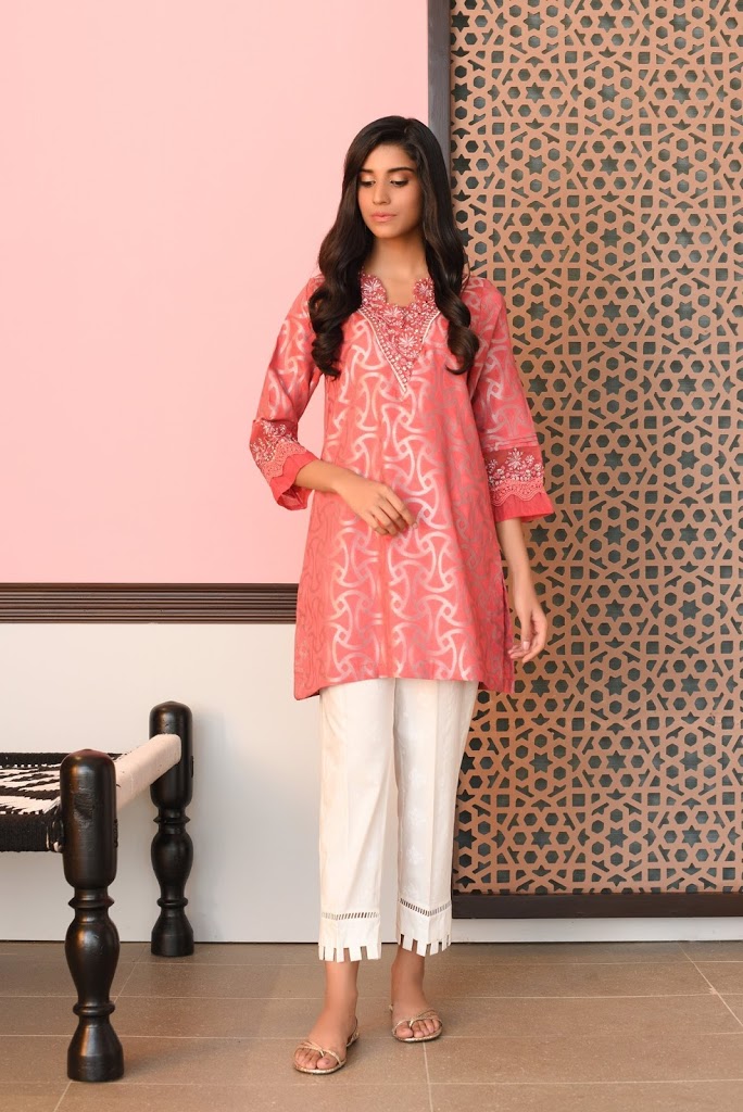 Pink color jacquard sale shirt Ethnic by outfitters