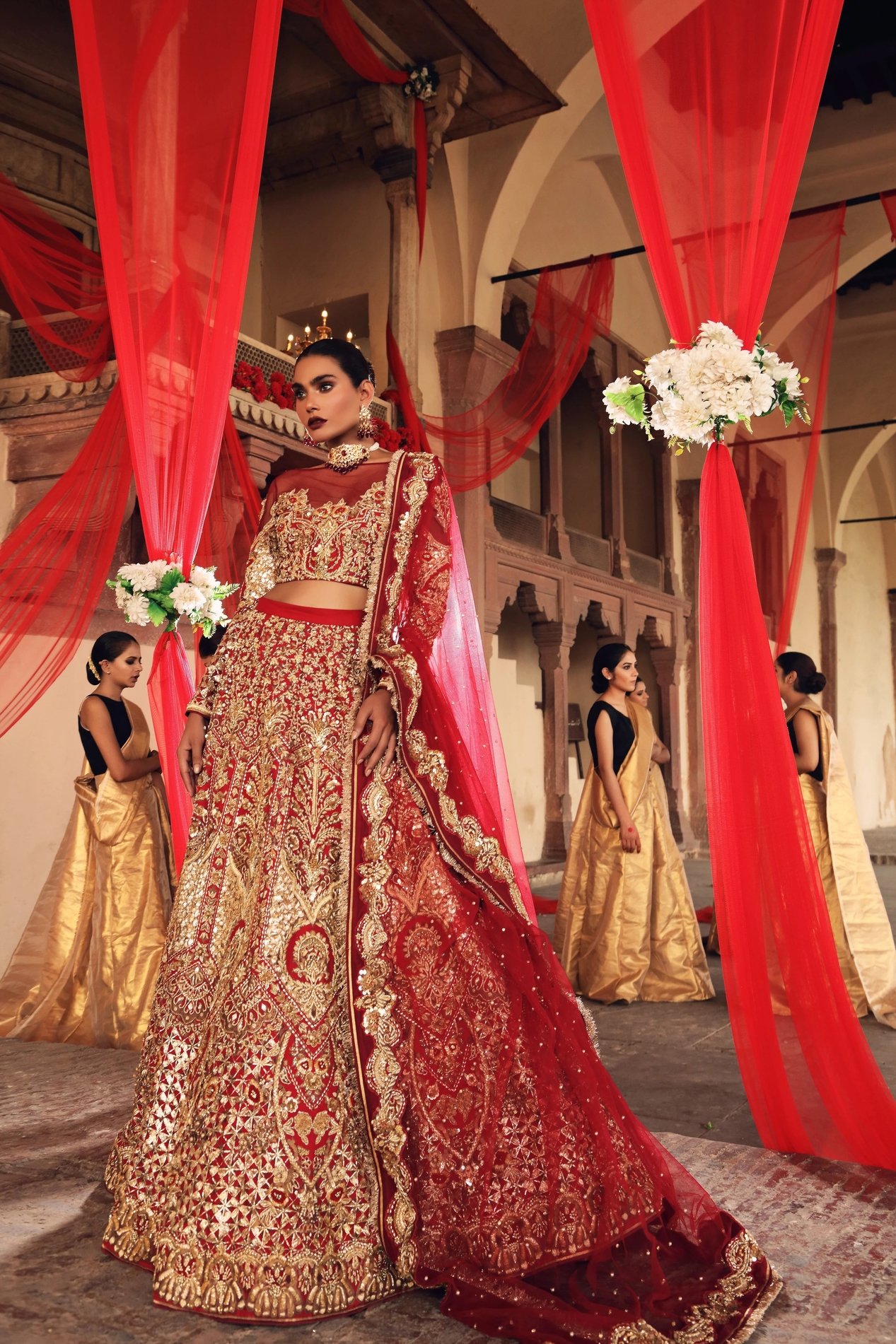 Erum Khan Raw Silk Mehroon Color Lehnga Bridal Dress On Barat day