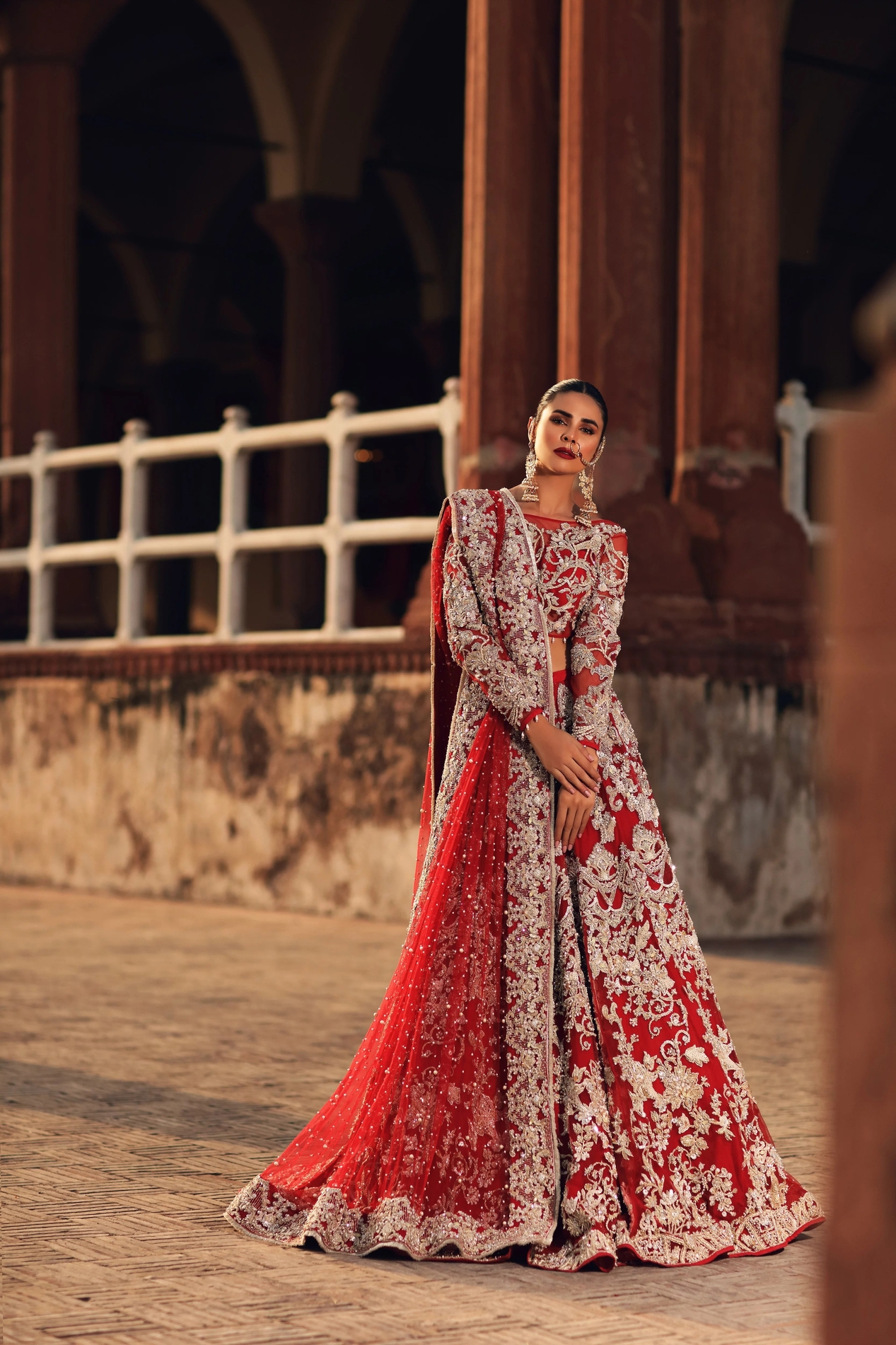 Erum Khan Bridal Barat dress red net Lehnga Choli