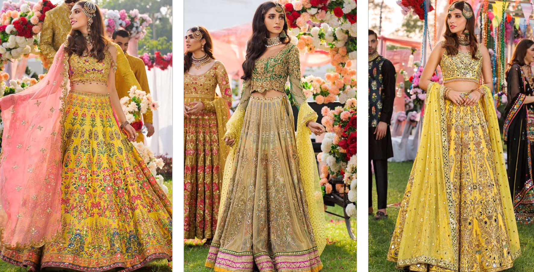 Nomi Ansari Bridal dresses coleection on Mehndi day 2021