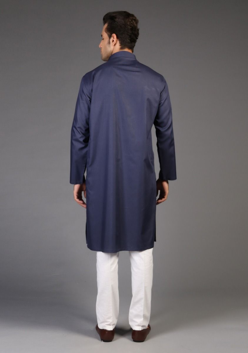 Amir Adnan Navy blue kurta back-side